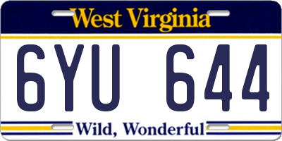 WV license plate 6YU644