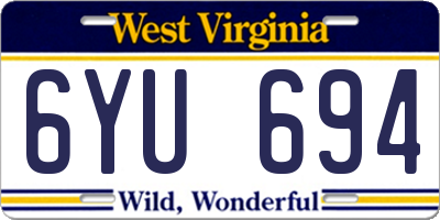 WV license plate 6YU694