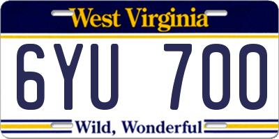 WV license plate 6YU700