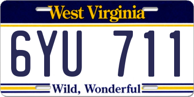 WV license plate 6YU711