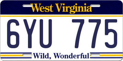 WV license plate 6YU775