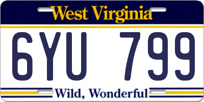 WV license plate 6YU799