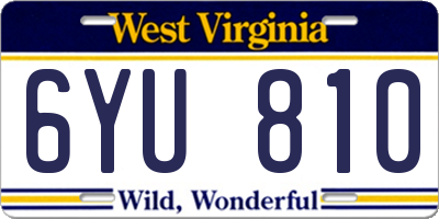 WV license plate 6YU810