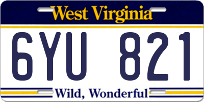 WV license plate 6YU821