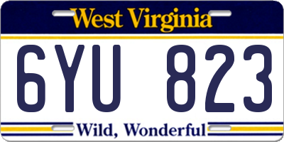 WV license plate 6YU823