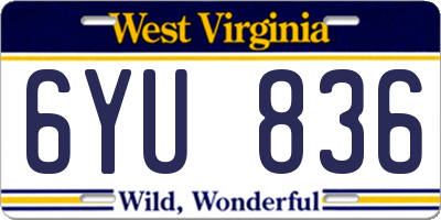 WV license plate 6YU836