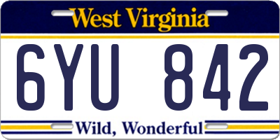 WV license plate 6YU842