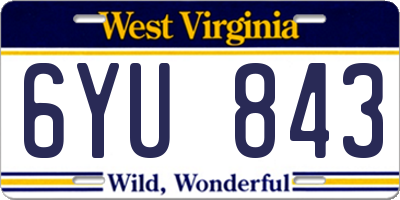 WV license plate 6YU843