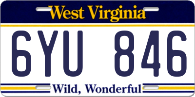 WV license plate 6YU846