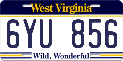 WV license plate 6YU856