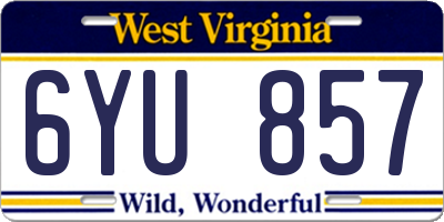 WV license plate 6YU857