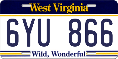 WV license plate 6YU866