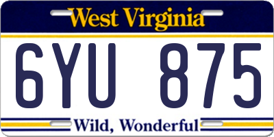 WV license plate 6YU875