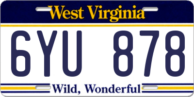 WV license plate 6YU878
