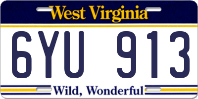 WV license plate 6YU913