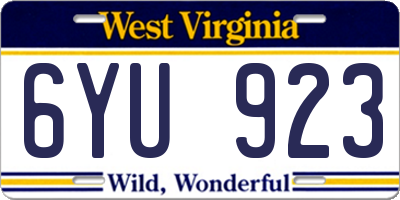 WV license plate 6YU923