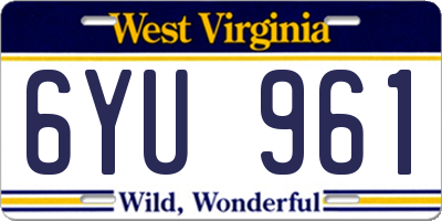 WV license plate 6YU961