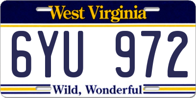 WV license plate 6YU972