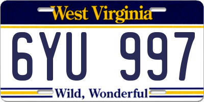 WV license plate 6YU997