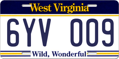 WV license plate 6YV009