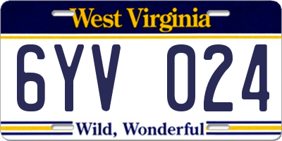 WV license plate 6YV024