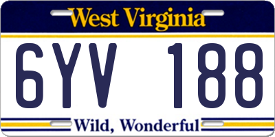 WV license plate 6YV188