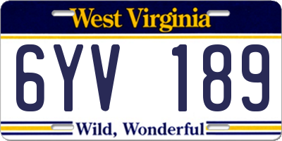WV license plate 6YV189