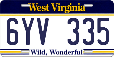 WV license plate 6YV335