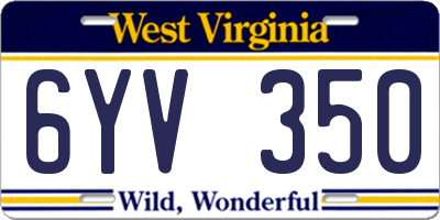 WV license plate 6YV350