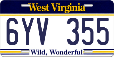 WV license plate 6YV355