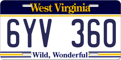 WV license plate 6YV360