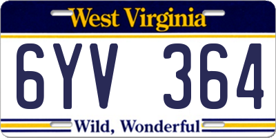 WV license plate 6YV364