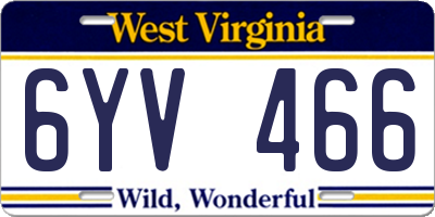 WV license plate 6YV466