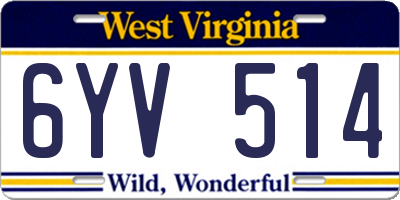 WV license plate 6YV514