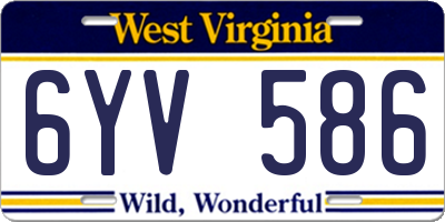 WV license plate 6YV586