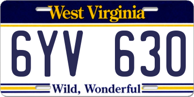 WV license plate 6YV630