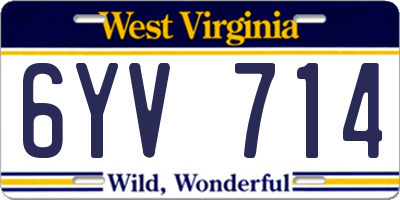 WV license plate 6YV714