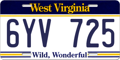 WV license plate 6YV725