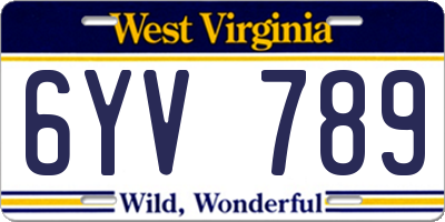 WV license plate 6YV789