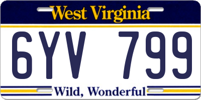 WV license plate 6YV799