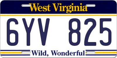 WV license plate 6YV825