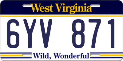 WV license plate 6YV871
