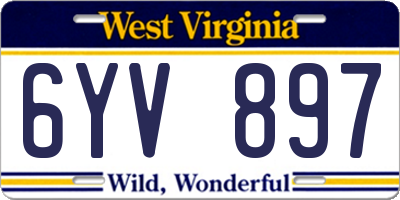 WV license plate 6YV897