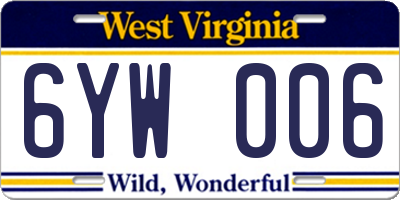 WV license plate 6YW006