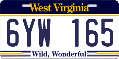 WV license plate 6YW165