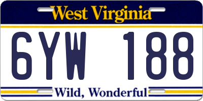 WV license plate 6YW188