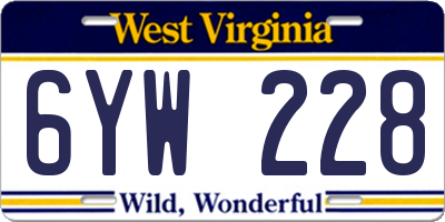 WV license plate 6YW228