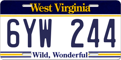 WV license plate 6YW244