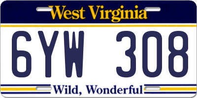 WV license plate 6YW308