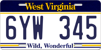 WV license plate 6YW345